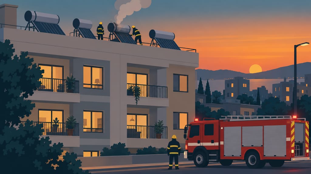 Apartment Fire on Shoham Street in Harish Caused by Exploding Solar Water Heater; No Injuries