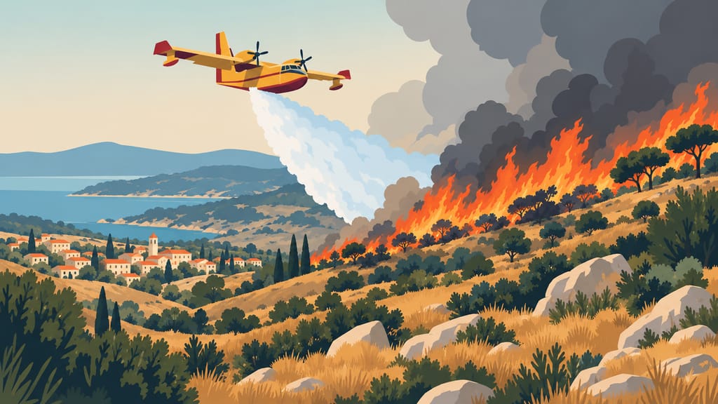 Brush Fire Spreads Between Umm al-Qutuf and Barta'a; Firefighting Planes Called In